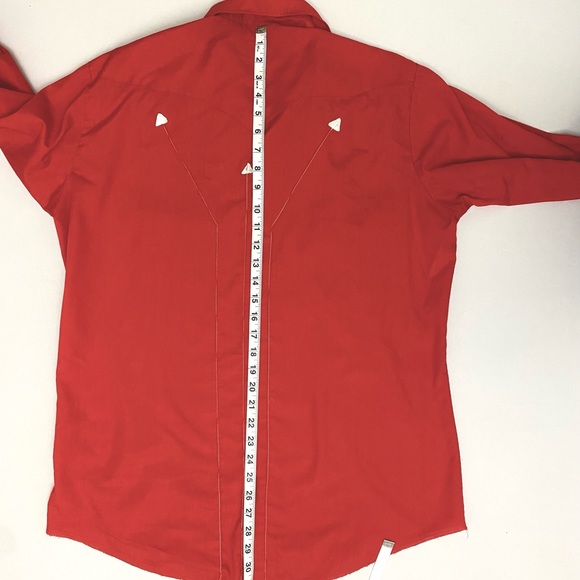 Karman Vintage 80s Red Western Shirt, Embroidered Arrows. Size Medium. - Picture 5 of 13